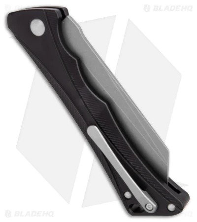 AKC Smarty Automatic Knife Button Lock Black Aluminum (3.3" Stonewash) 5 AKC Smarty Automatic Knife Button Lock Black Aluminum (3.3" Stonewash) - Image 3