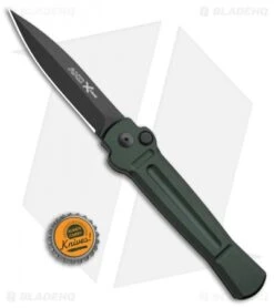 AKC X-treme Ace Automatic Knife Dark Green (3.6" Black) -Knife Sale Shop AKC X TREME ACE Side Opening Automatic Knife Green Black BHQ 100385 kp bottle cap