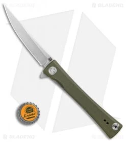 Artisan Cutlery S Waistline Liner Lock Knife Green G-10 (4" Stonewash) -Knife Sale Shop Artisan Cutlery S Waistline Green G10 SW BHQ 87116 er bottlecap
