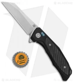 Artisan Cutlery Megahawk Frame Lock Knife Black Ti/Black G-10 (3.9" Satin) -Knife Sale Shop Artisan Falcon Wharncliffe FL Black Ti Black G 10 Satin ATZ1809GBKM BHQ 87225 jr bottlecap
