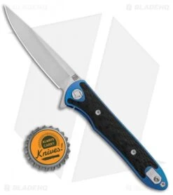 Artisan Cutlery Shark Frame Lock Knife CF/Blue Ti (3" Stonewash) 1707GS-BU -Knife Sale Shop Artisan Shark Blue Titanium S35VN 1707GSBU BHQ 85022 jr bottlecap
