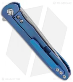 Artisan Cutlery Shark Frame Lock Knife CF/Blue Ti (3" Stonewash) 1707GS-BU -Knife Sale Shop Artisan Shark Blue Titanium S35VN 1707GSBU BHQ 85022 jr side