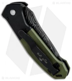 Bear OPS Mini Bold Action V Tanto Auto Knife Black/Green G-10 (3.25" Damascus) -Knife Sale Shop Bear OPS Mini Bold Action V Tanto Auto Black Green G 10 Damascus AC 500 B4 LD BHQ 83232 jr side