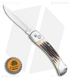 Bear And Son Automatic Lockback Knife Stag Bone (3.5" Satin) -Knife Sale Shop Bear and Son Automatic Lockback Knife Stag Bone 5 Satin BHQ 120298 LS Bottlecap