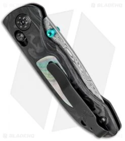 Benchmade 698-181 Foray Gold Class AXIS Lock Knife Marbled CF (3.2" Damasteel) 10 Benchmade 698-181 Foray Gold Class AXIS Lock Knife Marbled CF (3.2" Damasteel) -Knife Sale Shop Benchmade 698 181 Foray Gold Class AXIS Lock Marbled CF Damasteel BHQ 78756 jr side