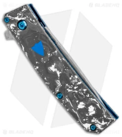 Benchmade Oeser Tengu Flipper Knife White/Black CF (2.8" Damasteel) 601-211 -Knife Sale Shop Benchmade Oeser Tengu Flipper White Black CF Damasteel 601 211 BHQ 118555 jr side