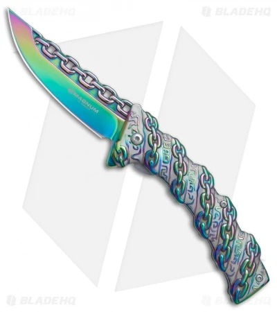 Boker Magnum Chained Rainbow Spring Assisted Knife (3.375" Spectrum) 01MB635 3 Boker Magnum Chained Rainbow Spring Assisted Knife (3.375" Spectrum) 01MB635