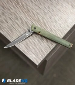 CRKT CEO Liner Lock Knife Green Micarta (3.1" Smokewash D2) BHQ Exclusive -Knife Sale Shop CRKT CEO Liner Lock Knife Green Micarta BHQ Exclusive D2 BHQ 101007 kp desk web