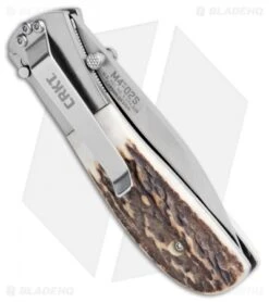 CRKT Carson M4-02 Stag Spring Assisted Knife (3.25" Satin) M4-02S -Knife Sale Shop CRKT Carson M4 02S Stag SA Satin BHQ 7036 jr side