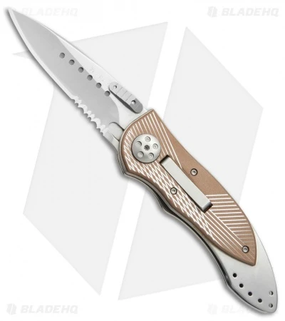 CRKT Elishewitz E-Lock Folding Knife Bronze (3.9" Satin Serr) 7333 3 CRKT Elishewitz E-Lock Folding Knife Bronze (3.9" Satin Serr) 7333