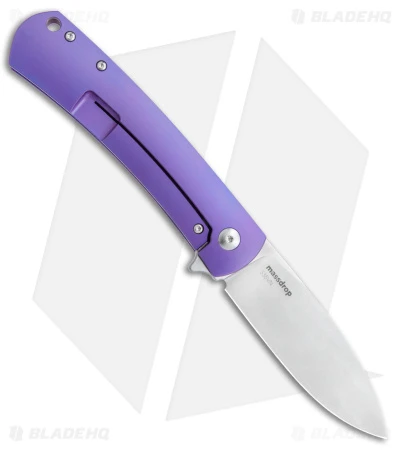 DROP + Laconico Keen Frame Lock LH Knife Purple Titanium (3.25" Satin) 3 DROP + Laconico Keen Frame Lock LH Knife Purple Titanium (3.25" Satin)
