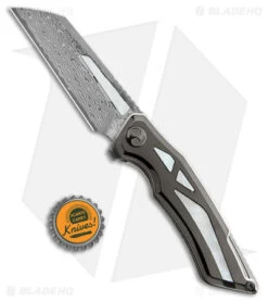 Dew Hara Custom Ray Liner Lock Knife DLC Titanium W/ MOP Inlay (3.5" Damascus) -Knife Sale Shop Dew Hara Custom Ray LL Ti Damascus BHQ 177319 jr bottlecap