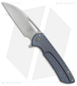 Ferrum Forge Les George Masterblaster Flipper Knife Hex Blue Ti (3.6" SW)