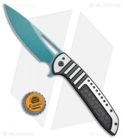 Ferrum Forge Stinger XL Frame Lock Knife Saber Two-Tone (4" Force User Blue) -Knife Sale Shop Ferrum Forge Stinger XL FL Saber TT Force User Blue BHQ 77128 jr bottlecap