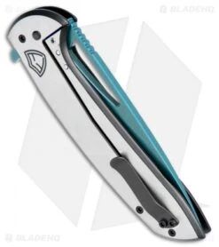 Ferrum Forge Stinger XL Frame Lock Knife Saber Two-Tone (4" Force User Blue) -Knife Sale Shop Ferrum Forge Stinger XL FL Saber TT Force User Blue BHQ 77128 jr side