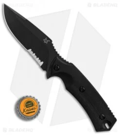 Fox Knives Felin Fixed Blade Knife Black G-10 (4.12" Black Serr) FX-517 S -Knife Sale Shop Fox Knives Felin Black G10 Black Serr BHQ 87354 er bottlecap