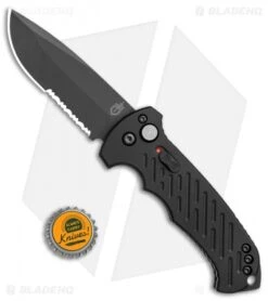 Gerber Auto 06 Automatic Knife S30V Drop Point (3.6" Black Serr) 0377 -Knife Sale Shop Gerber Auto 06 DP black serr 0377 BHQ 1471 jr bottlecap