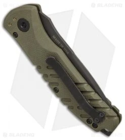 Gerber Propel Downrange Automatic Knife OD Green (3.5" Black Serr) -Knife Sale Shop Gerber Auto Propel Downrange OD green black serr BHQ 67394 er side
