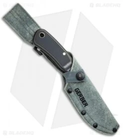 Gerber Downwind Drop Point Fixed Blade Knife Black (4.3" Satin) 30-001816 -Knife Sale Shop Gerber Downwind DP Fixed Black Satin BHQ 120848 jr sheath