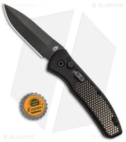Gerber Empower Automatic Knife Black Armor Grip (3.25" Black) 30-001321 -Knife Sale Shop Gerber Empower Auto Black Armor Grip Black 30 001321 BHQ 81302 jr bottlecap