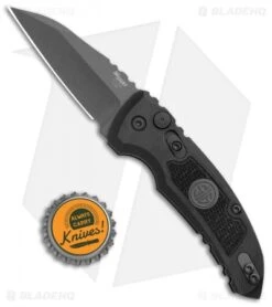 Hogue Knives A01 Microswitch Auto Knife Sig Medallion Wharncliffe (2.6" Black) -Knife Sale Shop Hogue A01 Microswitch Wharncliffe Black Sig Medallion Black 16102 BHQ 100450 jr bottlecap