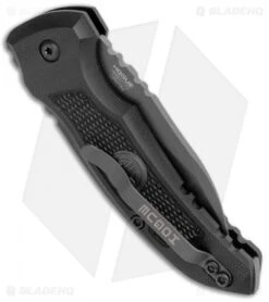 Hogue Knives A01 Microswitch Auto Knife Sig Medallion Wharncliffe (2.6" Black) -Knife Sale Shop Hogue A01 Microswitch Wharncliffe Black Sig Medallion Black 16102 BHQ 100450 jr side