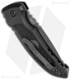 Hogue Knives A01 Microswitch Auto Knife Sig Medallion Drop Point (2.6" Black) -Knife Sale Shop Hogue A01 Microswitch Wharncliffe Black Sig Medallion Black 16112 BHQ 100451 jr side