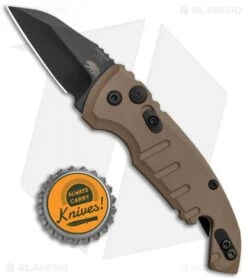 Hogue Knives CA Legal A01 Microswitch Wharncliffe Auto Knife FDE (1.8" Black) -Knife Sale Shop Hogue Knives CA Legal A01 Microswitch Wharncliffe FDE Black BHQ 79826 jr bottlecap