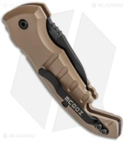 Hogue Knives CA Legal A01 Microswitch Wharncliffe Auto Knife FDE (1.8" Black) -Knife Sale Shop Hogue Knives CA Legal A01 Microswitch Wharncliffe FDE Black BHQ 79826 jr side