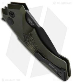 Hogue Knives X5 Spear Point Flipper Knife OD Green G-Mascus (3.5" Black) -Knife Sale Shop Hogue X 5 Spear Point OD Green G Mascus Black 3.5in BHQ 49337 jr side