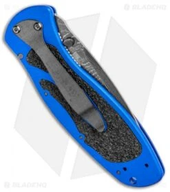 Kershaw Blur Assisted Opening Knife Blue Aluminum (3.375" Damascus) 1670NBDAM -Knife Sale Shop Kershaw Blur Assisted Opening Knife Blue Aluminum Damascus 1670NBDAM BHQ 107880 kp side jr