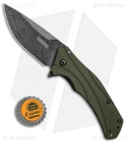 Kershaw Knockout Assisted Opening Knife OD Green (3.25" Damascus) 1870OLDAM 9 Kershaw Knockout Assisted Opening Knife OD Green (3.25" Damascus) 1870OLDAM -Knife Sale Shop Kershaw Knockout AO damascus BHQ 74791 er bottlecap