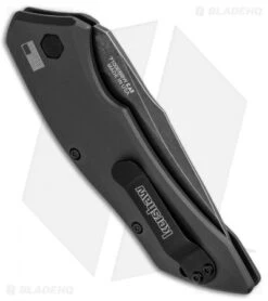 Kershaw Launch 1 Automatic Knife Gray Aluminum (3.4" Blackwash) 7100GRYBW -Knife Sale Shop Kershaw Launch 1 Automatic Gray Aluminum BlackWash 7100GRYBW BHQ 91254 jr side