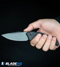 Kershaw Launch 1 Automatic Knife Gray Aluminum (3.4" Blackwash) 7100GRYBW -Knife Sale Shop Kershaw Launch 1 Automatic Knife Black Aluminum BlackWash 7100BW BHQ 27374 kp in hand web