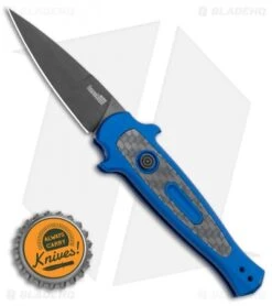 Kershaw Launch 12 Mini Stiletto Automatic Knife Blue/CF (2.5" Black) 7125BLUBLK -Knife Sale Shop Kershaw Launch 12 Mini Stiletto Automatic Knife Blue 2.5 Black 7125BLUBLK BHQ 117960 LS Spine