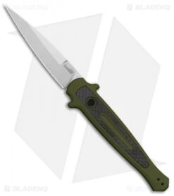 Kershaw Launch 8 Stiletto Automatic Knife Green/CF (3.5" Stonewash)