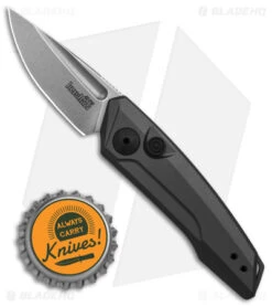 Kershaw Launch 9 Automatic Knife Drop Point Gray Aluminum (1.8" Stonewash) -Knife Sale Shop Kershaw Launch 9 Gray Automatic Knife Stonewash BHQ 145446 td size