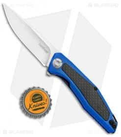 Kershaw Sinkevich Atmos Liner Lock Knife Blue G-10/Carbon Fiber (3" Satin) -Knife Sale Shop Kershaw Sinkevich Atomost LL Blue G 10 CF Satin KS4037BLU BHQ 90130 jr bottlecap