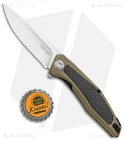 Kershaw Sinkevich Atmos Liner Lock Knife Tan G-10/Carbon Fiber (3" Satin) -Knife Sale Shop Kershaw Sinkevich Atomost LL Tan G 10 CF Satin KS4037TAN BHQ 90132 jr bottlecap