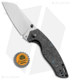 Kizer Azo Towser K Liner Lock Knife Black FatCarbon (3.5" Satin ELMAX) -Knife Sale Shop Kizer Azo Towser K LL Black Fat Carbon Blue Satin BHQ 175940 jr bottlecap