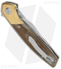 Kizer Manganas Grazioso Liner Lock Knife Green Micarta/Brass (3.4" Satin) -Knife Sale Shop Kizer Manganas Grazioso LL Green Micarta Brass SW V4572N2 BHQ 126582 jr side