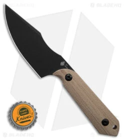 Kizer Maverick Customs Harpoon Fixed Blade Knife Natural Micarta (3.94" Black) -Knife Sale Shop Kizer Maverick Customs Harpoon FBK Natural Micarta 3in Black BHQ 180914 td size