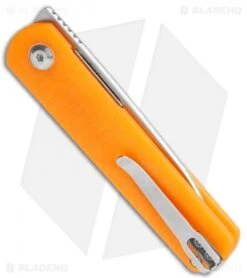 Kizer Vanguard Feist Front Flipper Translucent Orange G-10 (2.8" Stonewash BD1N) -Knife Sale Shop Kizer Vangard Lundquist Feist Translucent Orange G 10 SW V3499E1 BHQ 118282 jr side