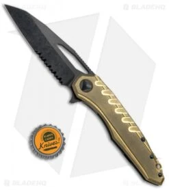 Microtech Sigil MK6 Frame Lock Knife Brass/Black (3.75" DLC Serr) -Knife Sale Shop MICROTECH SIGIL MK6 FL BRASS BLACK DLC SERR 196 2 DLCBR BHQ 76137 JR bottlecap 2