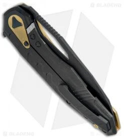 Microtech Sigil MK6 Frame Lock Knife Brass/Black (3.75" DLC Serr) -Knife Sale Shop MICROTECH SIGIL MK6 FL BRASS BLACK DLC SERR 196 2 DLCBR BHQ 76137 JR side 2