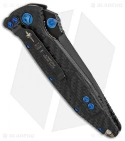Marfione Custom Socom Elite S/E Knife CF W/ Flamed Spacer + Blue HW (DLC Mirror) -Knife Sale Shop Marfione Custom Socom Elite SE CF flamed spacer blue ti hw DLC mirror BHQ 75773 er side