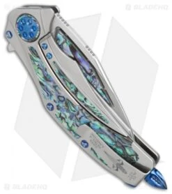 Marfione Custom Super Matrix-R Knife Titanium/Abalone (3.75" Mirror) -Knife Sale Shop Marfione Custom Super Matrix R ti abalone mirror BHQ 27860 er side