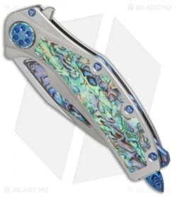 Marfione Custom Super Matrix-R Knife Titanium/Abalone (3.75" Mirror) -Knife Sale Shop Marfione Custom Super Matrix R ti abalone mirror BHQ 27860 er spine