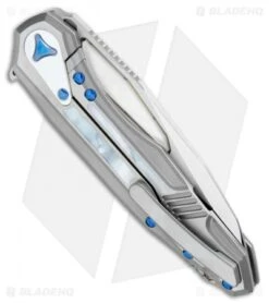 Marfione Custom Knives Super Sigil Flipper Knife Mother Of Pearl (3.5" Mirror) -Knife Sale Shop Marfione Custom Super Sigil Mother of Pearl Mirror BHQ 76061 jr side