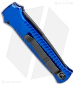 Piranha Mini-Guard Blue Tactical Automatic Knife (2.9" Black Plain) -Knife Sale Shop Piranha Mini Guard Blue Tactical Auto Black BHQ 0700 jr side